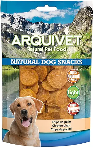 ARQUIVET Pack 12 Unidades Snacks Chips de Pollo 100 g - Natural Dog Snacks - 100% Natural - Chuches, Premios, Golosinas para Perros - Producto Light - Muy Rico en Nutrientes  