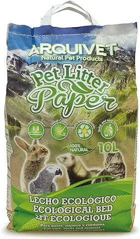 Arquivet, Pet Litter Paper, Lecho Higiénico Ecológico, Lecho Papel Reciclado para Gatos, Pájaros y Roedores, Biodegradable, Fórmula Hipoalergénica, 10 L  