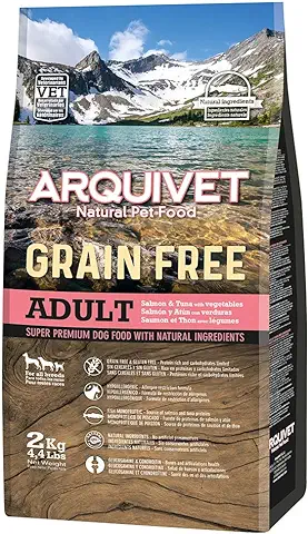 ARQUIVET Pienso Grain Free Salmón y Atún con Verduras 2 Kg Pienso Natural para Perros Adultos de Todas Las Razas - Sin Cereales y sin Gluten - Hipoalergénico - Comida para Perros  