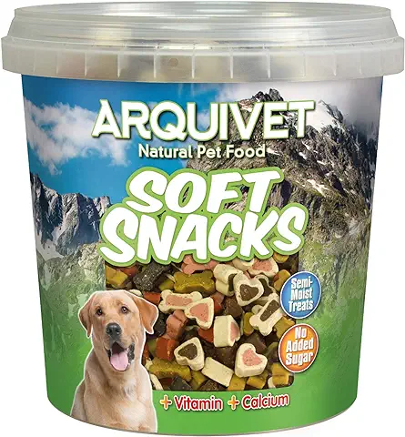 Arquivet Soft Snacks Variadas para Perro - Snacks Naturales en Forma de Huesitos y Corazones - Golosinas y Chuches Naturales - Premios y Recompensas para Perros - 800 g  