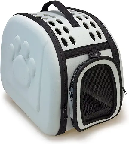 Arquivet Transportín Plegable Gris para Pequeñas Mascotas, 42 x 27 x 32 cm, Perros Adultos, Cachorros, Gatos y Otros, Mochila con Rejilla de Ventilación para Perros y Gatos  