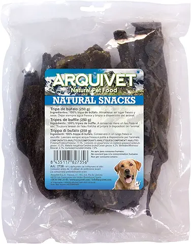 ARQUIVET Tripa de Búfalo - 250 g - Natural Snacks - Snacks para Perros - Snacks Naturales Perros - Premios Perros - Snacks para Morder - Recompensa para Perros - Chuches Naturales para Perros  