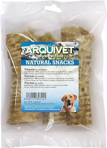 Arquivet Tráquea para Perros Bolsa 3 uds - Snacks 100% Naturales para Perros - Premios, Recompensas, Chuches, Golosinas, Chucherías Caninas - Comida para Perros - Alimento Complementario  