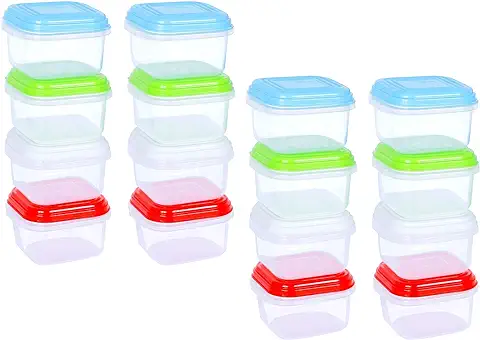 ARSUK Tarritos para Comida de Bebé 120ml, Alimentación Infantil Destete Envases de Conservación de Plástico Reutilizables sin 100% BPA, Apilables Aptos para Microondas y Congelador (16 Piezas)  