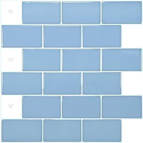 Art3d 30 Azulejos de 30 x 30 cm para Cocina, Color azul Claro Brillante (A17000BE)  