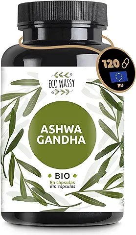 Ashwagandha Ecológica |BIO| 120 Capsulas De Alta Potencia. Veganas, 100% Natural Y Pura. Sin Aditivos | Bienestar Mental Y Físico, Antiestrés. Suplemento Adaptogeno De La India. Dosis Max 1125Mg  