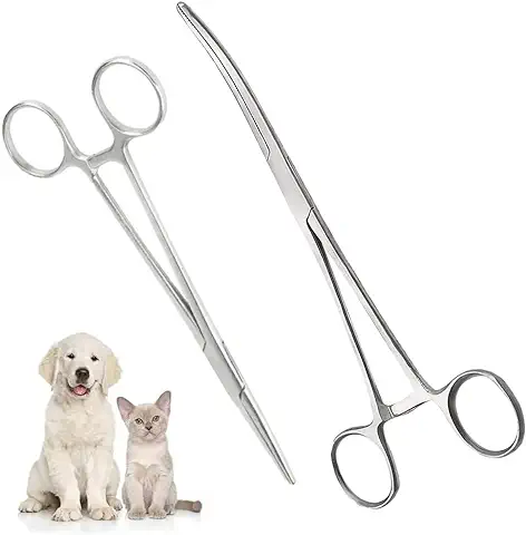 ASYKNM 2 uds Diferentes Tipos de Pinzas de Acero Inoxidable, Tijeras de aseo para Mascotas, Tijeras de Punta Roma, Clips de Bloqueo para Limpieza de Orejas de Mascotas  