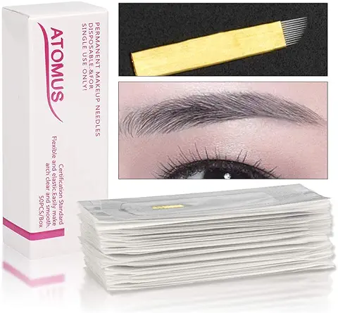 Atomus 50 pieza Micro Blading Permanente Agujas 3d Make Up Cejas Tattoo Needle Pen PCD 12 Pins Cejas Kit  