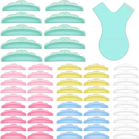 ATOMUS 60PCS Eyelash Perming Silicone Pads Eyelash Lift Perming Curler Shield Pads with 10PCS Y Shape Eyelash Brush  