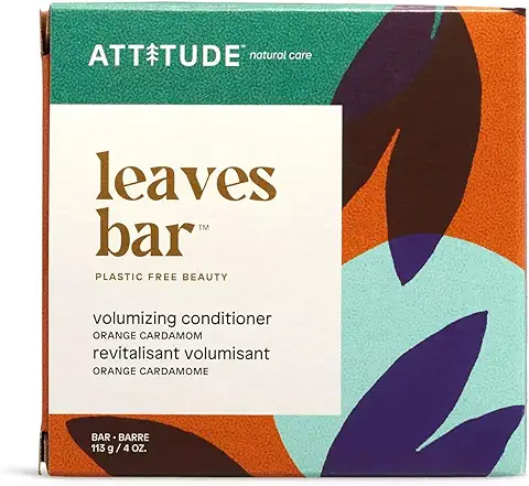 ATTITUDE Barra Acondicionador para el Cabello, a base de Plantas y Minerales, sin Plástico, Vegano y Libre de Crueldad, Voluminizante, Cardamomo Naranja, 4 Onzas  