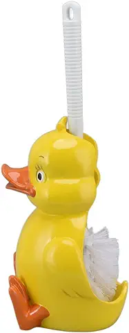 Atyhao Cepillo de Retrete de Resina, ABS Pequeño pato Amarillo Cepillo de Limpieza de Retrete sin Costuras con base para la Familia para el Apartamento para el Baño  