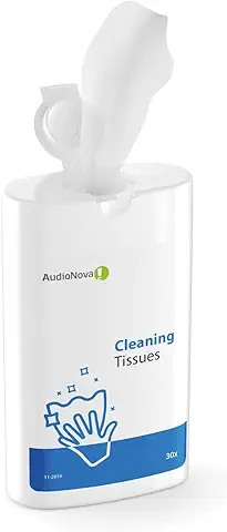 AudioNova - 30 Toallitas Limpiadoras Desinfectantes para Audífonos Aparatos Auditivos y Accesorios | Toallitas Húmedas para Ayudas Auditivas - Pack de 30 Toallitas