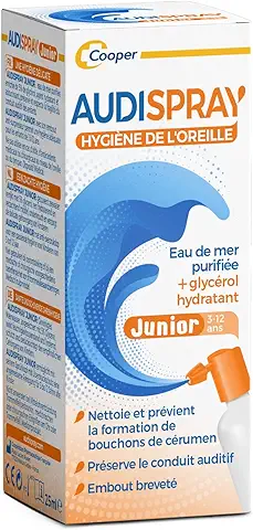 AUDISPRAY Junior para la Higiene del Oído de los Niños, Limpia y Previene la Formación de Cerumen, Protege el Conducto Auditivo, Con Agua de mar Purificada y Glicerol Hidratante, 25 ml  