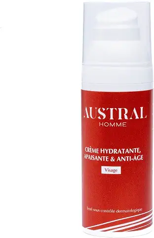 AUSTRAL Homme - Crema Hidratante, Calmante y Antienvejecimiento - Cuidado Facial Completo Antiedad Orgánico para Hombre - Reducción de Arrugas - Fuerte Poder Nutritivo - Fabricación Ecológica - 50 ml  