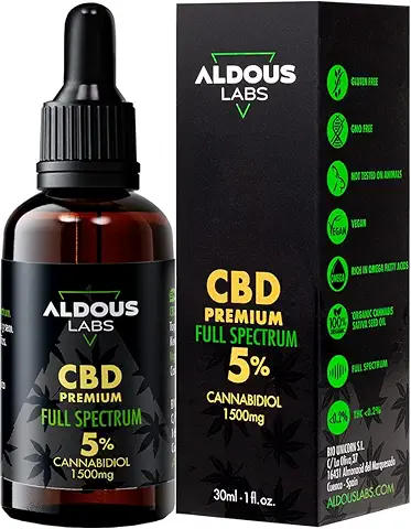 Auténtico Aceite CBD Oil 5% | Full Spectrum | 30ml | 1500mg de Cannabidiol | Aceite de Cáñamo Bio Enriquecido con 5% CBD | 1200 Gotas Aceite CBD | Hemp Oil | Espectro Completo  