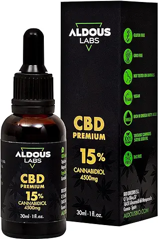 Auténtico CBD Oil 15% | Aceite de Cañamo Bio Enriquecido | 30ml - 1200 Gotas Premium | Ayuda a Reducir Estrés, Ansiedad y Dolor | Hemp Oil con 4500mg de Cannabidiol | 0% THC  