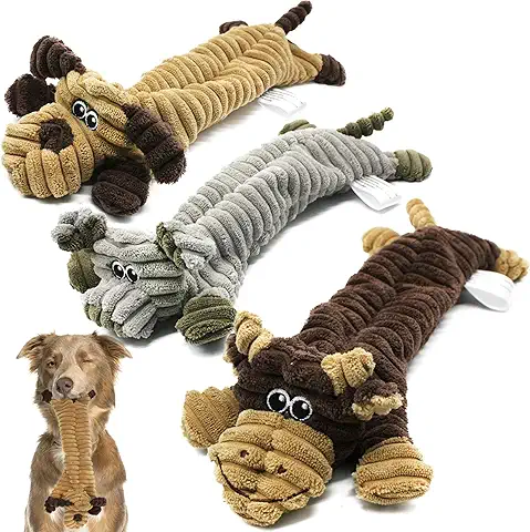 AWOOF 3 Paquete de Juguetes de Peluche para Perros, Juguetes Interactivos con 2 Sonidos, Indestructible Sin Relleno Juguetes de Masticable para Perros Pequeños y Medianos  