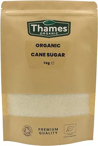 Azúcar de Caña Orgánica, sin Aditivos ni Conservantes, Vegano, sin OMG, Certificado Orgánico, Perfecto para Hornear y Endulzar Bebidas de Forma Natural, Thames Organic 1 kg  