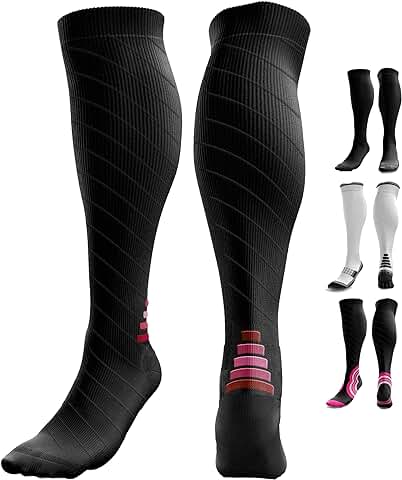 AZengear Calcetines de Compresión para Hombres y Mujer (20-30mmHg) Medias de Compresion Varices, Deporte, Running, Embarazo, Circulación Sanguínea, Vuelos y Trombosis, Enfermeria, Médicos  