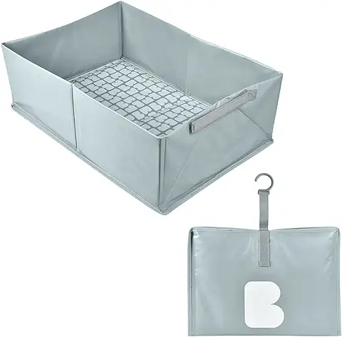 BÉABA , Bañera Plegable para Bebés, Ultra Compacta, Elegante y Moderna, Práctico Almacenamiento, Espacio Mínimo, Fácil de Usar, Bañera Plegable Camele'o, Azul, Compatible con Béaba Transmitido  
