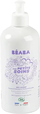 BÉABA, Gel-Champú Bebé, Cuerpo y Cabello, Certificado COSMEBIO, Fabricado en Francia, 99% de Ingredientes de Origen Natural, con Aceite de Oliva Ecológico, Bote 100% Reciclable, 500ml  