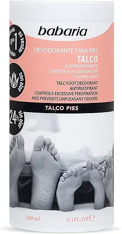 Babaria - Desodorante Para Pies En Talco - Control De Sudoración Y Mal Olor, 100 Mililitro  