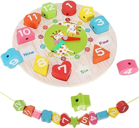 Baby Heroe Reloj Infantil Madera. Juguete Educativo. Aprender Las Horas. Madera Natural Ecológica. Rompecabezas de Aprendizaje Preescolares.  