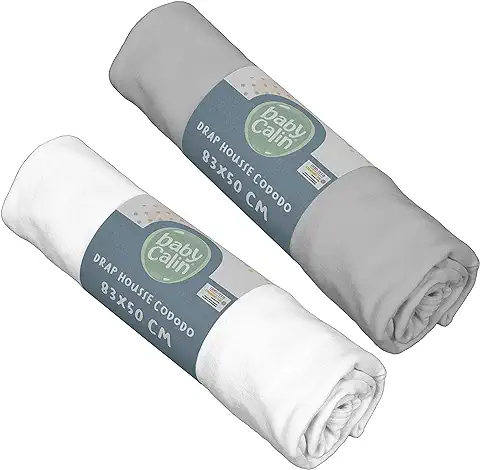 BabyCalin Bio - Juego de 2 Sábanas Bajeras de cuna Orgánicas 83x50 cm  