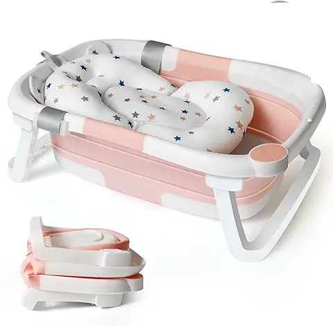 Bañera Bebe Plegable Adaptador Bebé Bañeras Bebes Patas Ducha Reductor Niños Hamaca Soporte Portatil Banheira Plegables Recien Nacido 0 3 Años Almohada Viaje Antideslizante Plastico Espacios Rosado  