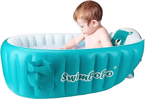 Bañera Inflable para Bebé - Portátil y Plegable - Ayuda a Bebés a Niños Pequeños (azul)  