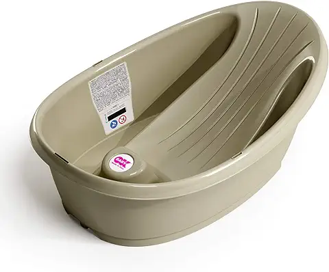 Bañera Onda Baby - Base Antideslizante, con Termómetro Digital Incorporado - Soporte Trasero en ángulo para Mayor Comodidad - Se Adapta al Inerior de la Bañera o la Ducha - Gris  