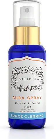 BALIPURA Aura Spray para “ Limpieza de Espacios ” con Energía de Cristales Sanadores y Aceites Esenciales Naturales de Lavanda, árbol de Te, Salvia y Limón- Hecho a Mano en Bali - 100ml  