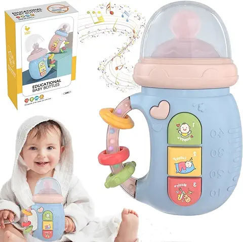 Bambebe Juguete Mordedor Bebe 3-6 Meses, Juguetes Montessori Sonajeros Bebes 6-12 Meses, Juguete Sensoriales y Motriz 1 Años, Juguete Dentición del Musicales, Juego Agarrar Niña Niño Niños Regalo  