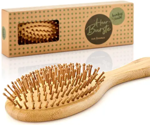 Bambuswald© Cepillo de 100% Bambú - con Cerdas Naturales Antiestáticas | Cepillo de pelo Cepillo Alisador para Peinar y Desenredar el Pelo | Peine Natural para todo tipo de Cabello  