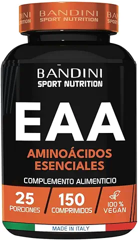 Bandini® EAA Aminoácidos Esenciales - Con 9 Aminoácidos Esenciales Intra Pre y Post Entrenamiento - Promueve el Crecimiento y la Recuperación Muscular - Comprimidos Veganos y sin Azúcar - 150 TABLETAS  