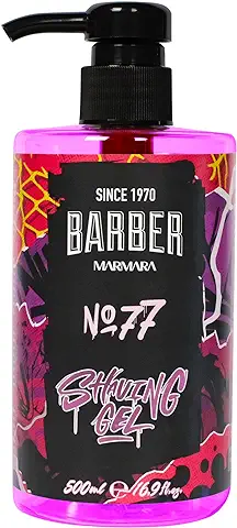 BARBER MARMARA Gel de Afeitado para Hombre No.77 – Gel de Afeitado Transparente para Hombre, 500 ml, para un Afeitado Preciso de los Contornos de la Barba, Deslizamiento óptimo, Enfría la piel  