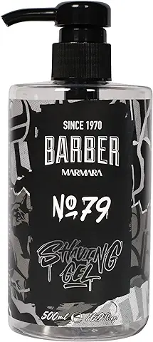 BARBER MARMARA Gel de Afeitado para Hombre No.79 – Gel de Afeitado Transparente para Hombre, 500 ml, para un Afeitado Preciso de los Contornos de la Barba, Deslizamiento óptimo, Enfría la piel  