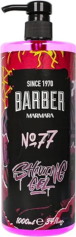BARBER MARMARA Gel de Afeitar para Hombre No.77 – Gel de Afeitar para Hombre, Transparente, 1000 ml, Afeitado Preciso de los Contornos de la Barba – No hace Espuma – Enfría la piel  