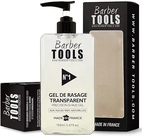 ✮ BARBER TOOLS ✮ Gel de Afeitado Transparente de 150 ml - Para un Afeitado Preciso de los Contornos de la Barba (visibilidad, Deslizamiento y Máxima Protección) - MADE IN FRANCE  
