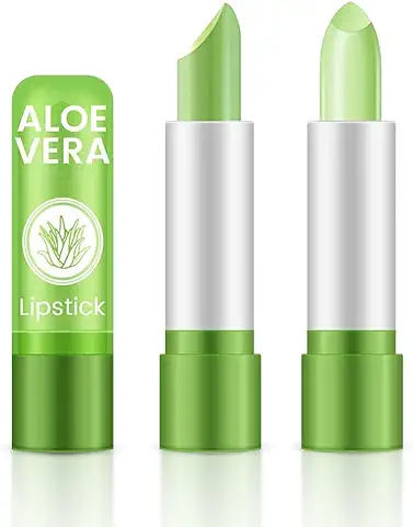 Barra de Labios de Aloe Vera, Ksndurn Labial Magico 2 Piezas - Pintalabios Magico Tratamiento Labial Hidratante, Cambio de Color