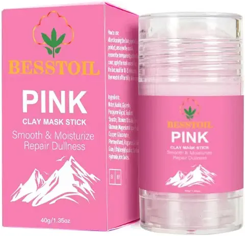 Barra de Mascarilla de Arcilla Rosa - Eliminador de Cabeza Negra, Limpieza de Poros Profundos, Control de Aceite - Fórmula Mejorada, Vegana Pura, Natural, sin Crueldad (Rosado)  
