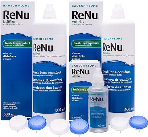 BAUSCH + LOMB - Renu® MultiPlus Solución de Mantenimiento - Pack 2 Botellas x 500 ml y 60 ml de Regalo  