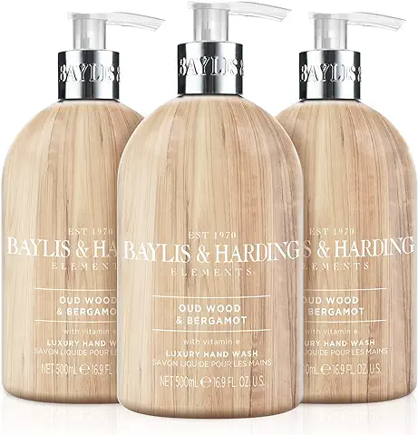 Baylis & Harding BHELHWOB Elements Oud Wood & Bergamota, Lavado de Manos 500 Ml, Paquete de 3, Apto para Veganos  