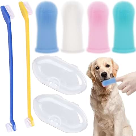 BDSHUNBF 6 Piezas Cepillo de Dientes para Perros, con Caja de Almacenamiento, Cepillos de Dientes para Limpieza de Dientes de Mascotas, Cepillo de Dientes de Silicona para Perros Gatos Cuidado Dental  