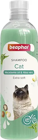 Beaphar Champú Gatos 250ml – Extractos Naturales de Aloe Vera y Aceite de Macadamia – Cuida y Protege su Piel y Pelo –Apto para Gatos con Todo Tipo de Pelo - Vegano - pH Neutro – 250 ml  