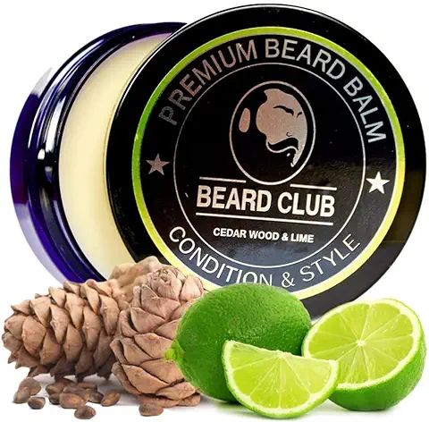 Beard Club Bálsamo para Barba para Hombres - Madera de Cedro y lima - Acondicionador y Suavizante de Barba Premium para dar Forma y Peinar, Previene la Picazón y la Descamación - Natural y Orgánico  