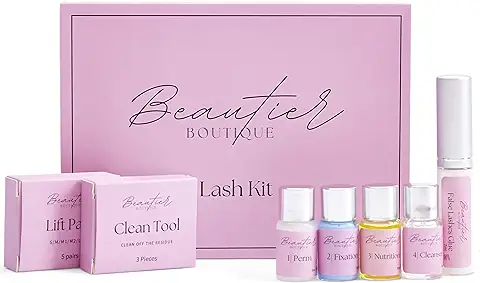 Beautier Boutique Kit Lifting Pestañas Profesional con Accesorios, Brow Lash Lift Kit, Laminado de Pestañas y Cejas Permanente Vegano en Casa, Adecuado Para Salón y Uso Doméstico, Rosa  