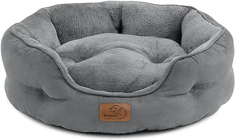 Bedsure Cama Grande para Gatos Lavable - Cama para Gatos y Gatitos de Interior, Cama Pequeña para Gatos con Base Antideslizante para Cachorros, Redonda