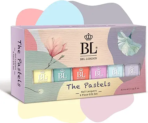 Bel London The Pastels Luxury Juego de 6 Esmaltes de Uñas – The Queen Of Deluxe – El Juego Perfecto para la Manicura Perfecta y Elegante, un Juego de Esmalte de Uñas de Secado Rápido de Calidad  