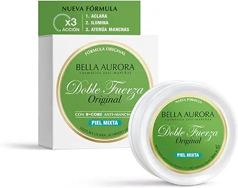 Bella Aurora Anti-Manchas Crema Clásica Piel Mixta-Grasa,| Quitamanchas Facial, Codos y Rodillas | Despigmentante Facial Manchas Piel | Doble Fuerza, 30ml ( Paquete de 1)  